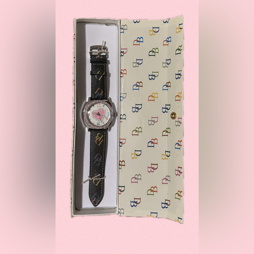 Vintage Dooney & Bourke Watch – Heart Dial, Pink Crystals – NWT in Box